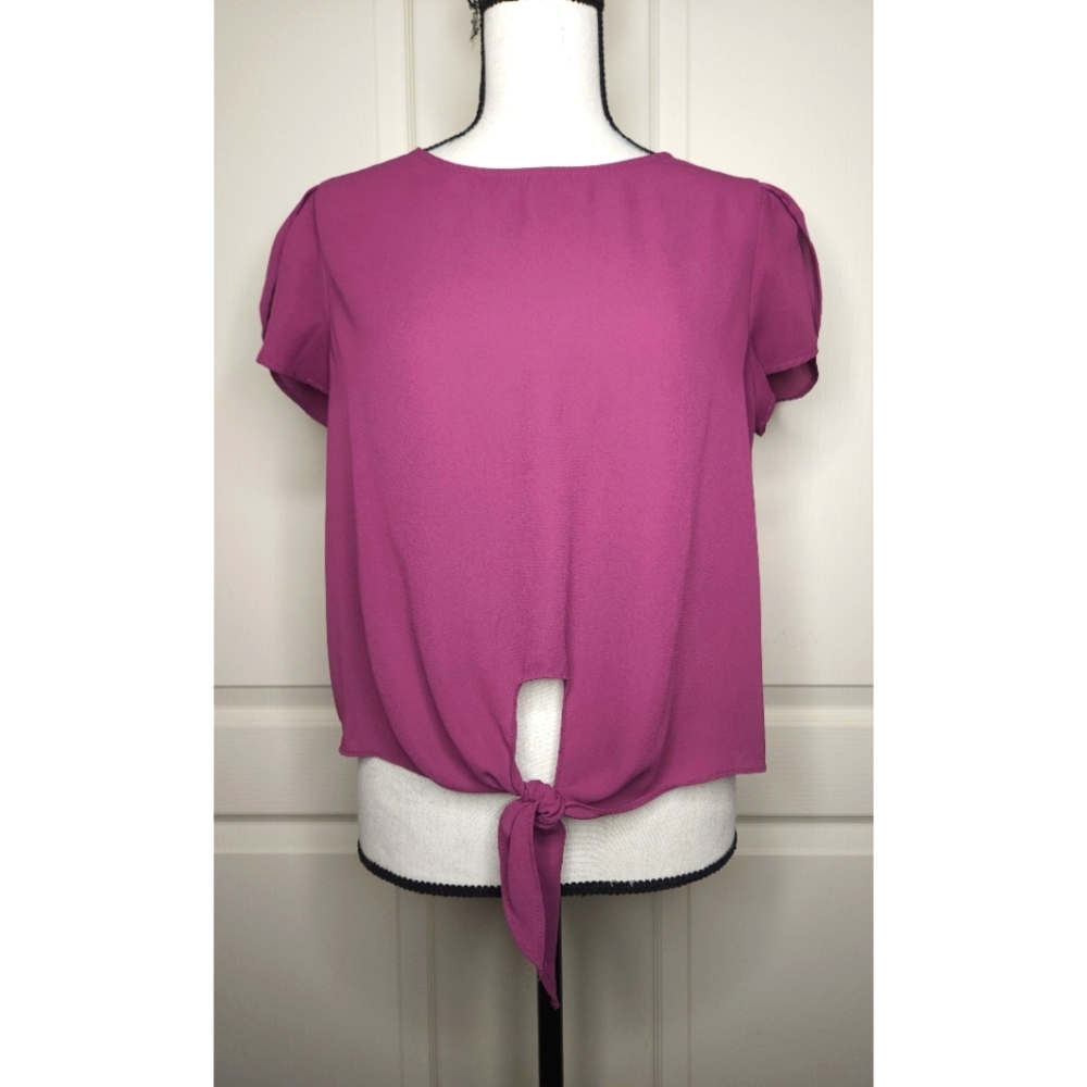 SHEIN Purple Top with Flutter Sleeves - Picture 2 of 7